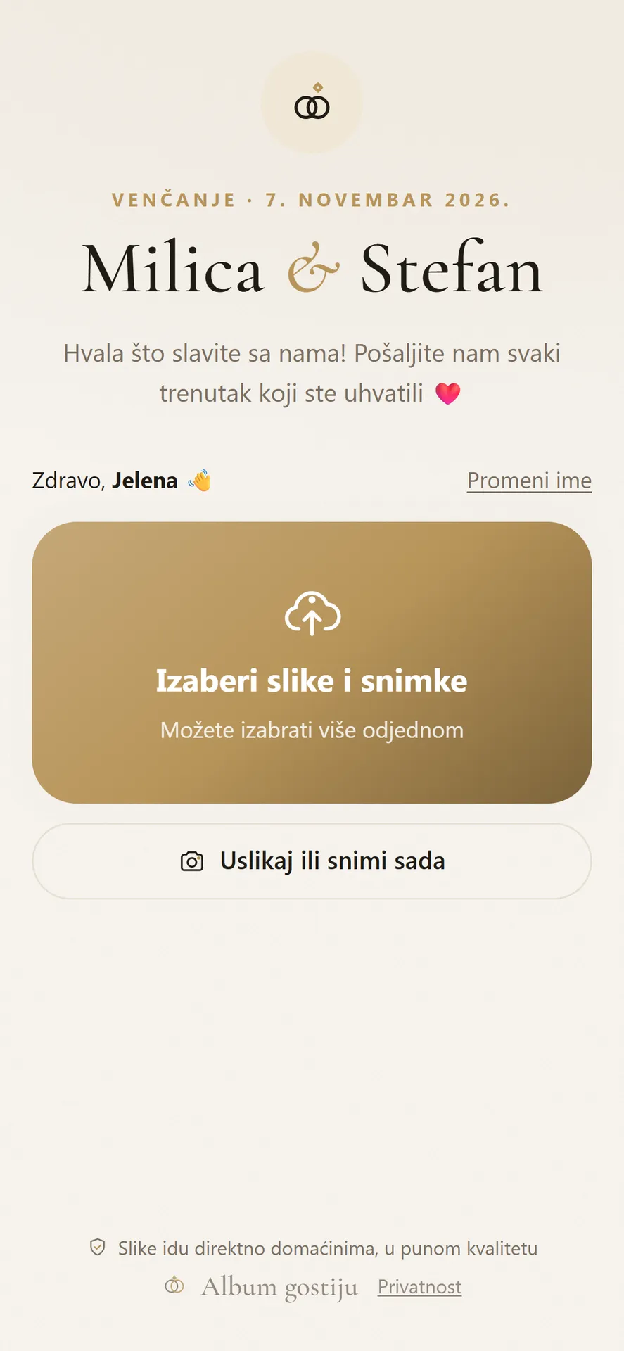 Izabere slike i snimke